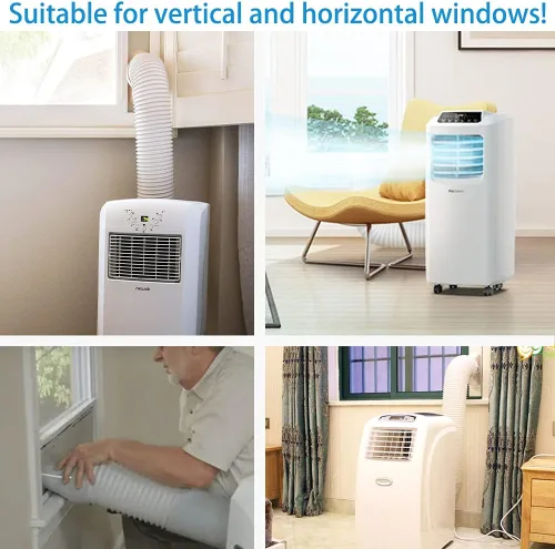 Vista 6 de Kit de ventilación de aire acondicionado portátil, sello de ventana ajustable con diámetro de 5.1 pulgadas, manguera de escape de 51 pulgadas