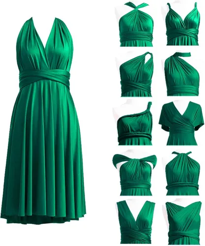 72styles Vestidos cortos infinitos hasta la rodilla para damas de honor, vestidos convertibles transformadores multidirección, vestidos midi