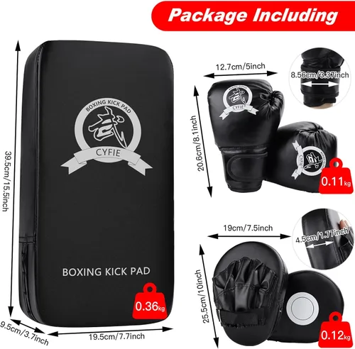 Vista 2 de SEISSO Kids Boxing Gloves Boxing Kick Pads Punching Mitts Set for Taekwondo Karate Training Target Focus Muay Thai Pads Punch Kicking Strike MMA