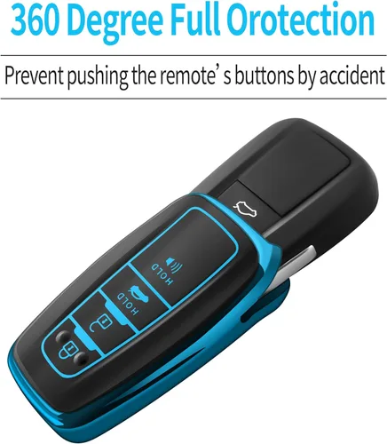 Vista 3 de Compatible con Funda para Llavero de Toyota con Keychain de TPU Suave, para 2019-2025 Rav4 2019-2024 Camry 4 Runner 2020-2022 Highlander Corolla Azul