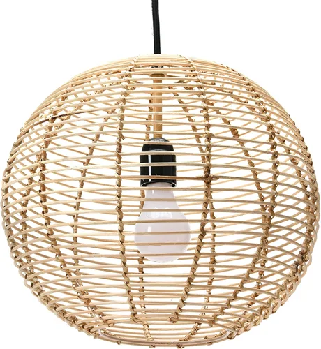 Vista 6 de Creative Co-Op Lámpara de techo moderna de ratán tejida a mano, estilo bohemio, natural