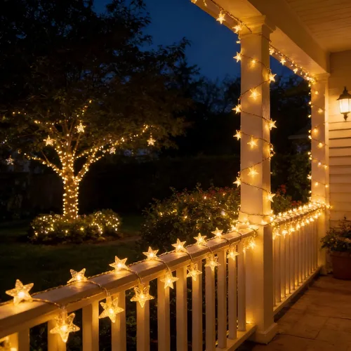 Vista 8 de Cadena de luces con estrellas, 30 LED de cristal, funciona con pilas, 10 pies, decoración para dormitorio