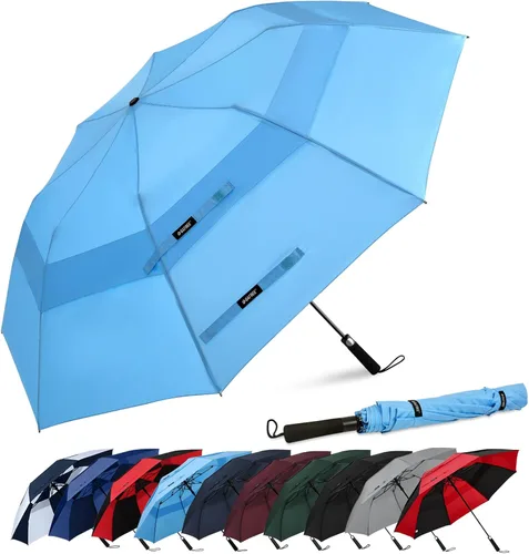 Vista 14 de G4Free 62 Inch Portable Golf Umbrella Oversize Large Umbrella Double Canopy Negro
