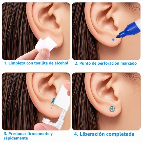 Vista 6 de Kit de perforación de orejas YINPAD - Pistola de perforación desechable cargada previamente con clavos de diferentes estilos de 5MM, kit de Diamante