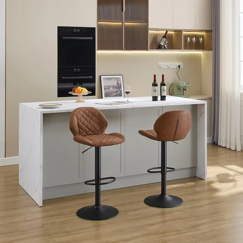 Vista 8 de FIRAVOE Juego de 2 taburetes giratorios modernos de altura de mostrador para bar en casa