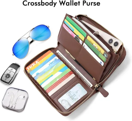 Vista 7 de nuoku Carteras para mujeres con ranuras para tarjetas de crédito con bloqueo RFID de gran capacidad