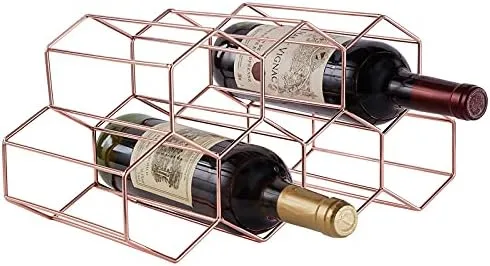 Vista 8 de Fomanish - Soporte para 7 botellas, estante de vino independiente, moderno soporte de mesa de metal para cocina y bodega