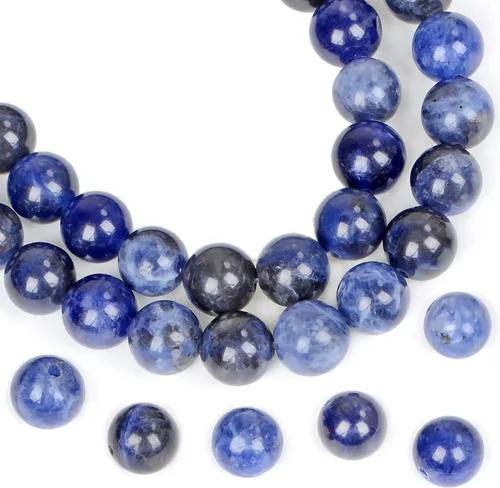 Vista 31 de AD Beads Cuentas de gema natural redondas sueltas de 15" para pulseras, collares, aretes, joyería, manualidades DIY (4mm, turquesa africana)