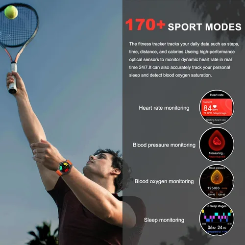 Vista 8 de Relojes Inteligentes Militares con GPS Integrado, Más de 170 Modos Deportivos para Hombres con Linterna, Reloj Inteligente para Teléfonos Android