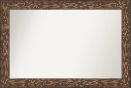 Vista 362 de Amanti Art Espejo de baño marrón para sobre fregadero, 26 x 26 pulgadas, espejo de tocador cuadrado marrón rústico Alexandria, marco de madera