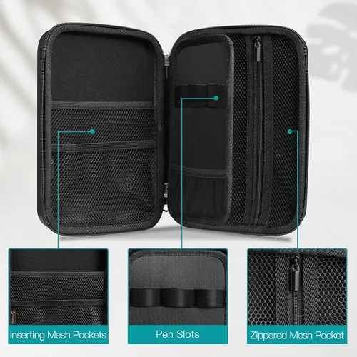 Vista 4 de FINPAC Ranura para estuche de lápices, gran bolsa de acuarela de varios niveles con bolsillo frontal con cierre, gran organizador para 100 lápices