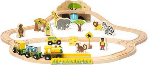 Bigjigs Rail Safari Train Set - 38 piezas de juego