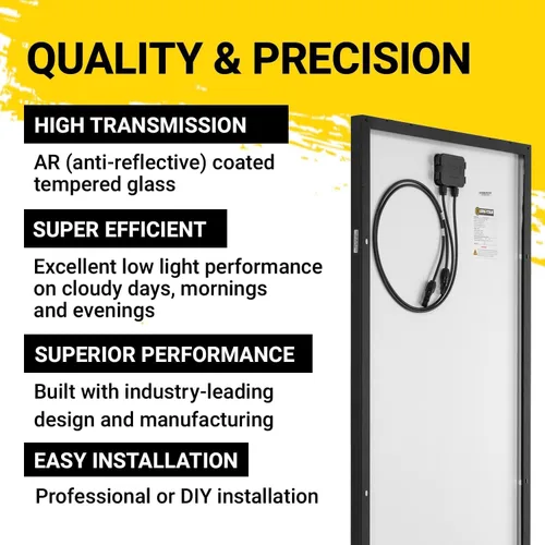 Vista 5 de Spartan Power Panel solar de 100 W, 9 barras de autobús negro mono con kit de soporte en Z, ideal para RV, remolque, cámper, barco, cabaña, granja