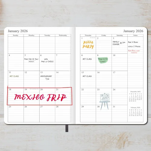 Vista 71 de 26-27 Academic Planner - Weekly and Monthly Planner, Jul 2026 - Jun 2027, Holidays, Contacts and Notes Pages, Vegan Leather Cover, Elastic Closure