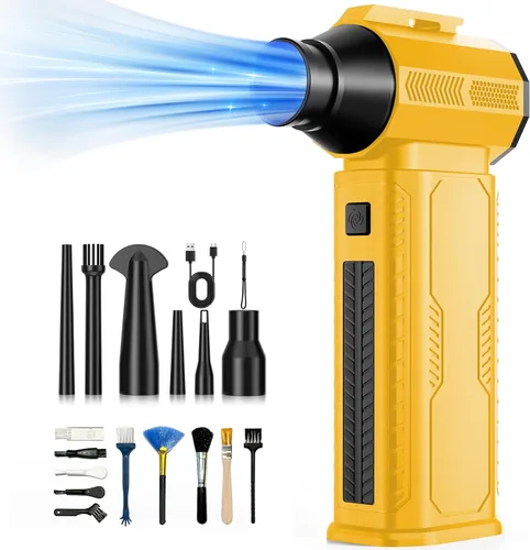Vista 10 de Plumero de Aire Comprimido, 130,000RPM Plumero Eléctrico Inalámbrico Ultrapoderoso con Batería Recargable de 8000mAh, Soplador de Aire Ajustable