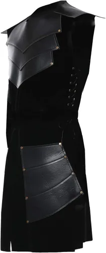 Vista 2 de Pexlaxy Chalecos medievales sin mangas para hombre, disfraz renacentista victoriano, chalecos