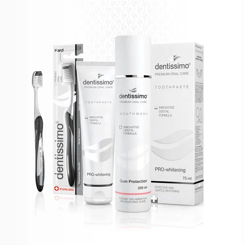 Vista 6 de Dentissimo Premium - Pasta de dientes para cuidado bucal Pro-Whitening Formula, 2.5 fl oz/2.5 onzas líquidas