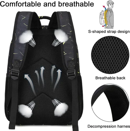 Vista 8 de Mochila para adolescentes y niñas, mochila escolar con lonchera y estuche para lápices, juego de bolsas escolares 3 en 1