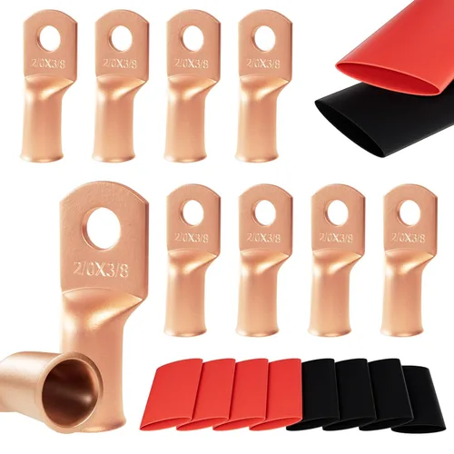 Vista 40 de 6 piezas 1/0 AWG - 1/2" (M12) Sanuke Terminales de anillo para cable de alambre con conectores de extremos resistentes para cable de batería, ojales