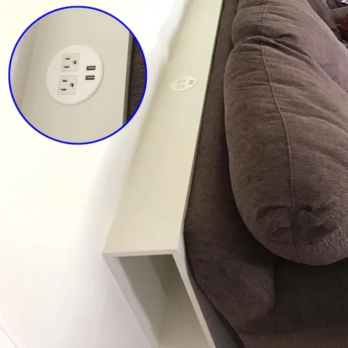 Vista 4 de Ojal de alimentación de escritorio con puertos USB 3.15 pulgadas Toma de corriente de escritorio empotrada Barra de alimentación para encimera