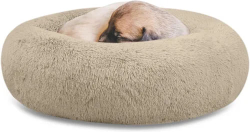 SAVFOX Camas de felpa calmantes para perros, cama de perro dona para perros pequeños, medianos, grandes y extragrandes, cama cómoda para perros y