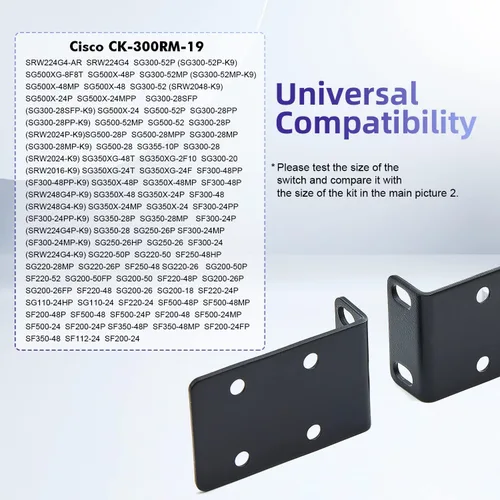 Vista 6 de Kit de montaje en rack de 19 pulgadas, orejas grandes para rack de conmutadores compatibles con la serie Cisco Small Business