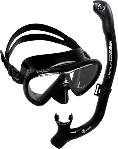 Cressi - Juego de snorkel para adulto en silicona cómoda y pura, máscara y snorkel semiseco Ikarus & Orion