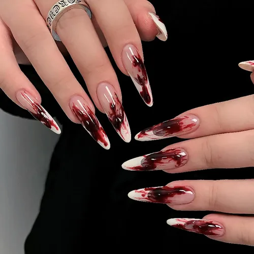 Vista 21 de Paquete de 6 144 uñas acrílicas de Halloween a presión, uñas postizas reutilizables de cobertura completa, uñas postizas adhesivas con pegamento