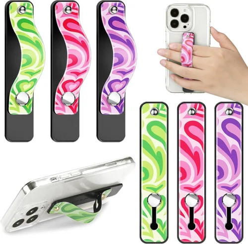 Vista 8 de Weewooday 6 piezas soporte de agarre para teléfono correa de agarre para teléfono celular correa telescópica para dedos soporte universal kickstand