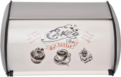 Contenedor de almacenamiento de pan de acero inoxidable mate con tapa enrollable, caja de pan para encimera de cocina, a prueba de huellas