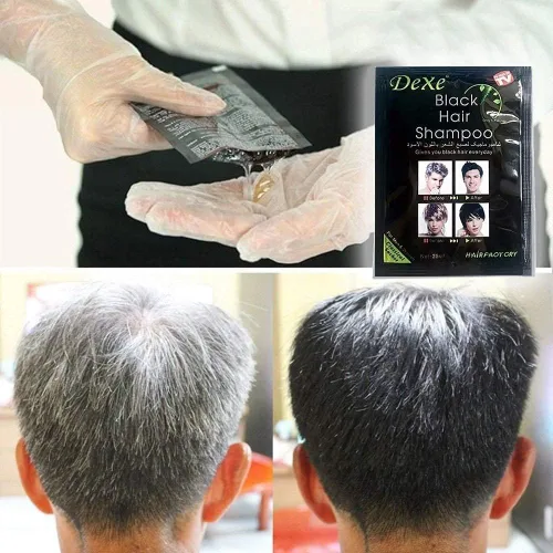 Vista 4 de Vedora Champú instantáneo para cabello negro, semipermanente (D e X e) champú negro para cabello natural, dura 30 días, fórmula de acción rápida