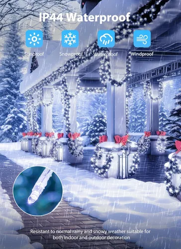 Vista 3 de Minetom Luces de Navidad para Exteriores Luces en Racimo - 500 LED 25 Pies Luces de Cadena de Petardos de Navidad, 12 Modos Temporizador Impermeable