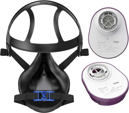 Vista 2 de Dräger X-plore 3500 half-face respirator mask with P100 particle filters against smoke particles from wildfire