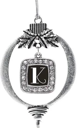 Vista 117 de Inspired Silver - Mis iniciales - Adorno con dije de letra S - Adornos navideños cuadrados de plata con joyas de circonita cúbica