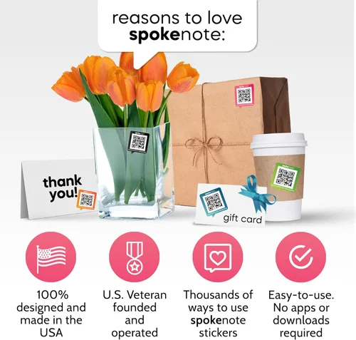 Vista 7 de Adhesivo personalizado para grabación de video Las calcomanías de código QR de Spokenote te permiten añadir videos personalizados, instrucciones a