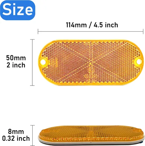 Vista 4 de Reflector Autoadhesivo Ovalado 114X50mm Seguridad Impermeable Se Pega para Entrada de Auto, Buzón, Árboles, Parachoques, Remolque