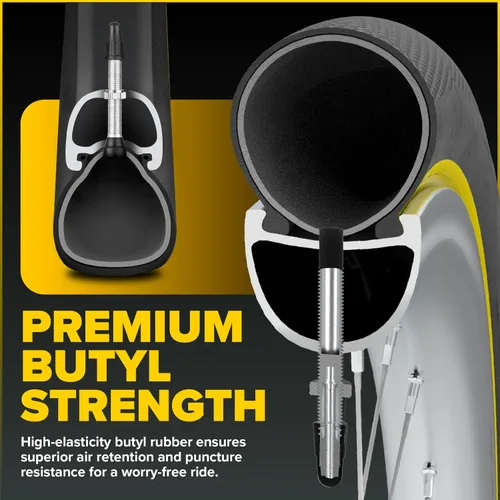 Vista 8 de Ultraverse Cámara de aire para bicicleta de 700x23-25c, 700x28-32c, 700x35-43c, tamaños de rueda de bicicleta de 28 pulgadas con válvula presta