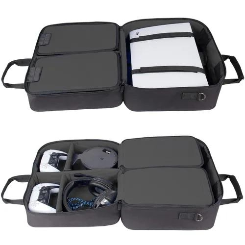 Vista 4 de USA GEAR PS5 Case - Console Case Compatible with Playstation 5 and PS5 Digital Edition with Customizable Interior for Playstation Controller, PS5
