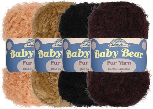 Vista 63 de JubileeYarn - Ovillo de lana de oso de bebé, piel de poliéster, 3.53 onzas/madeja, color blanco, 2 madejas