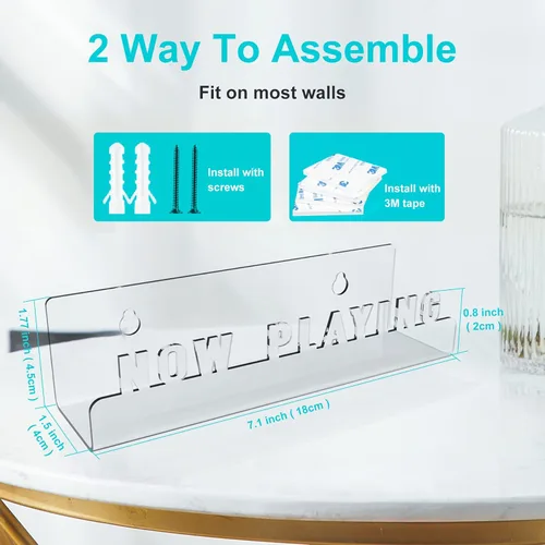 Vista 2 de Boloyo Wall Mount Now Playing - Soporte para discos de vinilo, estante de almacenamiento de discos de vinilo acrílico, soporte de exhibición