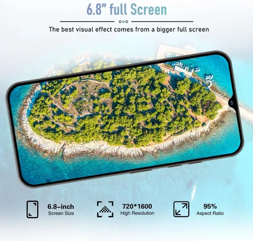 Vista 4 de Teléfono celular desbloqueado A14 Pro Max Smartphone 6GB+256GB Teléfono Android 13MP+50MP Cámara 6.8 pulgadas Pantalla HD Teléfono móvil 5G Dual SIM