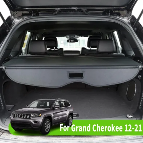 Vista 2 de Cubierta retráctil negra para maletero trasero de carga, compatible con Jeep Grand Cherokee 2011-2019 2020 2021, cubierta de seguridad