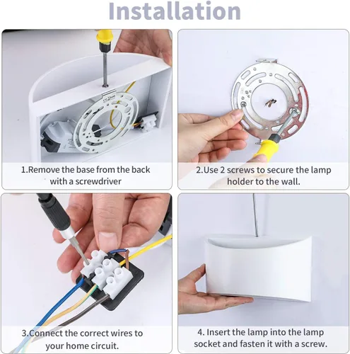 Vista 7 de Lightess Juego de 2 apliques de pared LED modernos, lámparas de pared para interiores con cable de 3000 K arriba y abajo, apliques de pared blancos