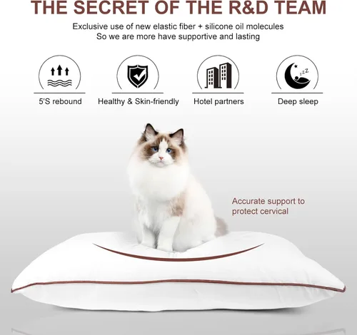 Vista 2 de Subrcamos - Juego de 2 almohadas de cama de lujo y comodidad - Material de microfibra de poliéster hipoalergénico - Juego de 2 almohadas