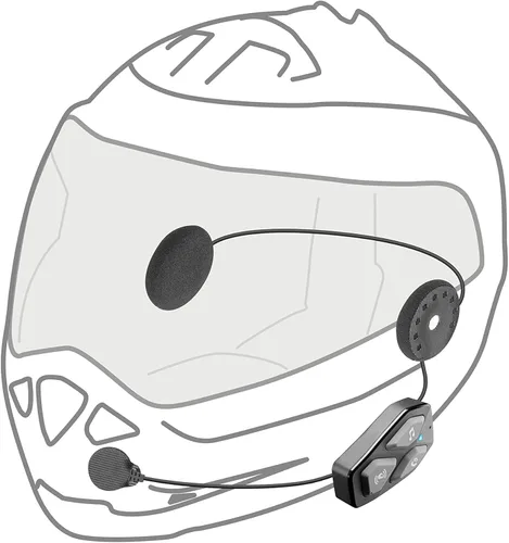 Vista 2 de INTERPHONE UCOM3 - Sistema de comunicación Bluetooth para motocicleta - 2 conductores de hasta 500 Mt de alcance - Batería 10 horas - Cascos