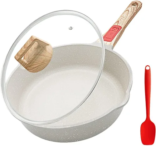 Vista 10 de AIKENBBKK Sartén de 10 pulgadas de profundidad con tapa, sartén Negro