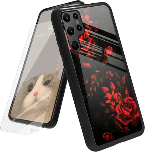 Vista 122 de Funda para Samsung Galaxy A12 5G con protector de pantalla, parte trasera de vidrio templado + TPU de silicona suave que absorbe los golpes