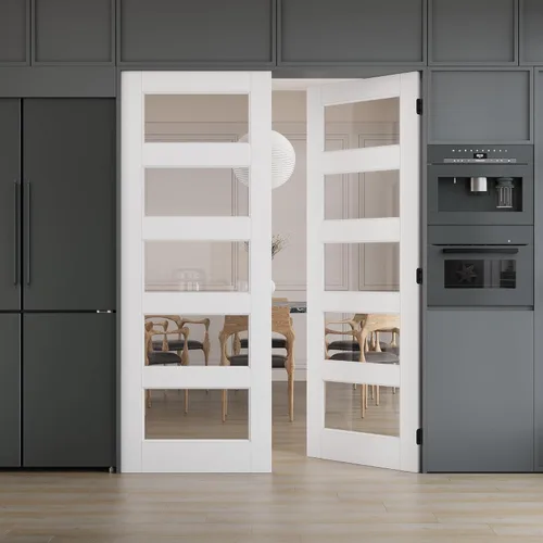 Vista 22 de 3-Lite - Losa de puerta de vidrio transparente templado de 18 x 80 pulgadas, coctelera interior pintable, adecuada para sala de estar, despensa