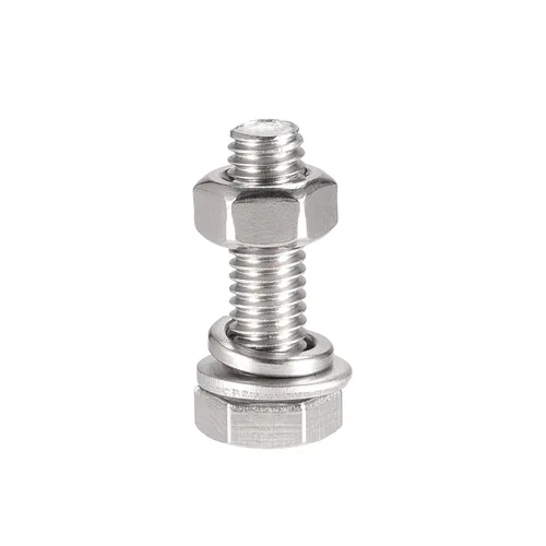 Vista 4 de uxcell Tornillos de cabeza hexagonal M6 x 0.787 in, tuercas, kits de arandelas planas y de bloqueo, pernos hexagonales de rosca completa de acero