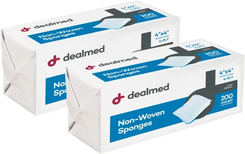 Vista 8 de Dealmed Esponjas de gasa no tejidas – 4 capas, 4 x 4 pulgadas, multiusos, no estériles, absorbentes, de gasa dental, cuidado de heridas para kit